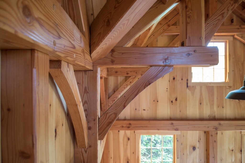 Image the fresh cut pine timbers be used in construction